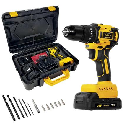 Imagem de Parafusadeira Furadeira Impacto 20V BRUSHLESS com 2 Baterias e Maleta Kit 13 Peças PFE-20EVIB EVALD