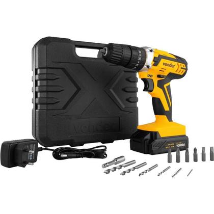 Imagem de Parafusadeira Furadeira Impacto 3 8 Pol 20V PFV238I Bateria Carregador Maleta Acessórios Vonder