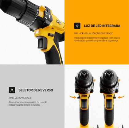 Parafusadeira Furadeira K21 Wap 21v + Kit Maleta 132 Peças