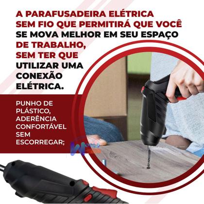 Imagem de Parafusadeira Furadeira Kit Portátil Usb Recarregavel Bivolt