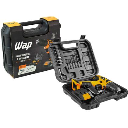Imagem de Parafusadeira Furadeira Sem Fio 12v 12k3 Mandril 10mm Broca Maleta Wap