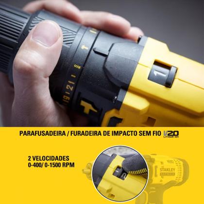 Imagem de Parafusadeira Stanley SCD711B-B3 c/ Kit Bat 2Ah+4Ah e Carregador