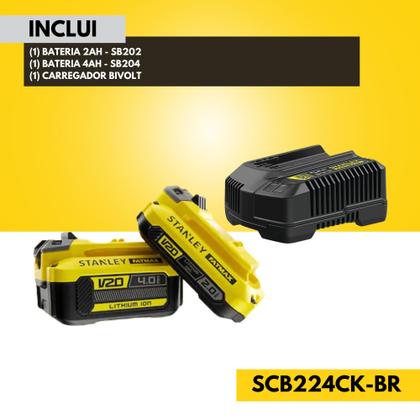 Imagem de Parafusadeira Stanley SCD711B-B3 c/ Kit Bat 2Ah+4Ah e Carregador
