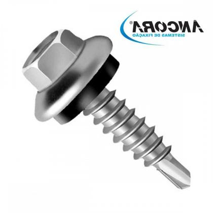 Imagem de Parafuso Auto Brocante Sextavado Com Arruela Ancora   14 X2''