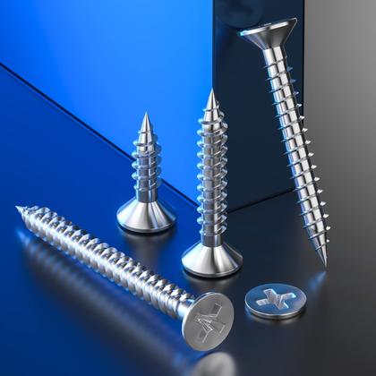 Imagem de Parafuso de madeira Wensilon 304 de cabeça plana de aço inoxidável 8x1 /2 (500)