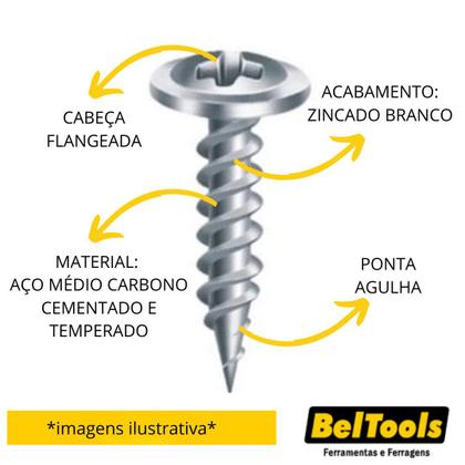 Imagem de Parafuso Drywall Ponta Agulha Forro De Pvc 4,2x13 Cx 500pçs