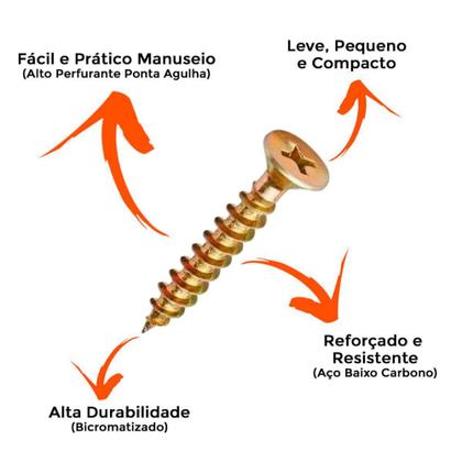 Imagem de Parafuso para Madeira Chipboard 3.5 x 16 Cabeça Chata Philips 500 Pç - Ciser, Jomarca ou Belenus