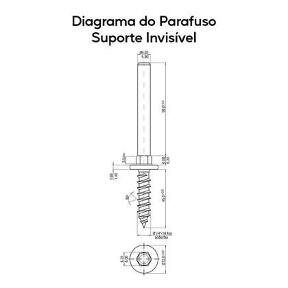 Imagem de Parafuso Pino Suporte Invisível Prateleira 20 Peças 140mm