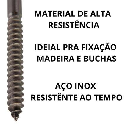 Imagem de Parafuso Rosca Dupla Prisioneiro Painel Solar M10 X 250 Haste solar em aço inox completo Estrutura para fixação kit 2 unidades