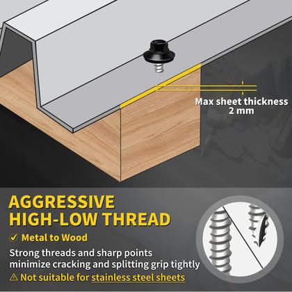 Imagem de Parafusos de telhado de metal FIXLINK 10  1, 300 unidades com lavadora de borracha