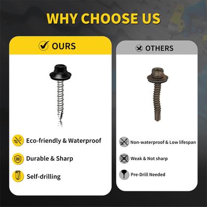 Imagem de Parafusos de telhado de metal FIXLINK 10  1, 300 unidades com lavadora de borracha