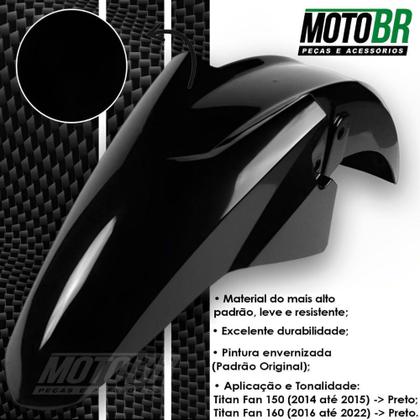 Imagem de Paralama Dianteiro Titan Fan 150 160 2014 Até 2022 Preto - Sportive