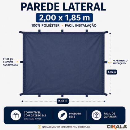 Imagem de Parede de Fechamento em Nylon Azul 2x1.85 Metros Para Tenda Gazebo