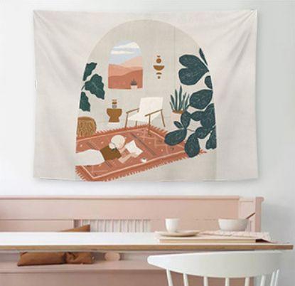 Imagem de Parede de tapeçaria Decor Boho Mountain Wall Hanging Tapestries Quarto Dormitório Cactus Wall Decor Home Decoração Parede Tapeçarias Decorativas