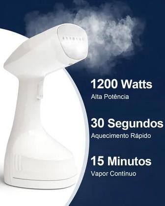 Imagem de Passadeira a Vapor Portátil 1500W Vaporizador de Roupas com Tanque 250ml Cabo 1,5m Vapor 20ml.min Temperatura 100 a 160C Vertical Rápida