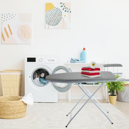 Imagem de Passadeira De Roupas Robusta Com Ajuste de Altura Passa Mangas e Porta Ferro Dobrável Em Aço Utilaço