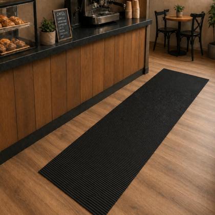 Imagem de Passadeira Emborrachada PVC Tapete 4 Metros x 43cm 45cm Largura Antiderrapante Preto