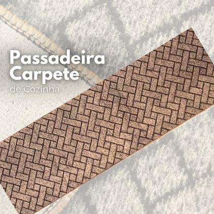 Imagem de Passadeira Estampado Gemotrica Na Cor Marrom Chocolate 050x4m Tapete Antiderrapante Polipropileno Resistente Moderno Durável