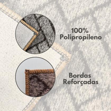 Imagem de Passadeira Estampado Gemotrica Na Cor Marrom Chocolate 050x4m Tapete Antiderrapante Polipropileno Resistente Moderno Durável