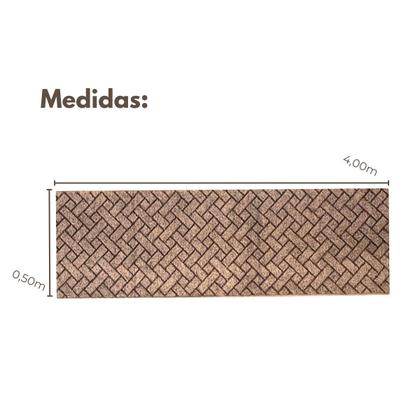 Imagem de Passadeira Estampado Gemotrica Na Cor Marrom Chocolate 050x4m Tapete Antiderrapante Polipropileno Resistente Moderno Durável