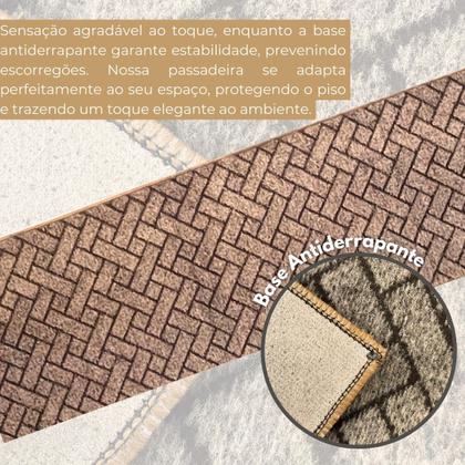 Imagem de Passadeira Estampado Gemotrica Na Cor Marrom Chocolate 050x4m Tapete Antiderrapante Polipropileno Resistente Moderno Durável