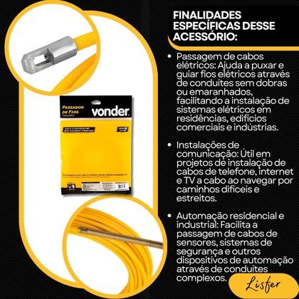 Imagem de Passador de Fios com 30 Metros, com Alma de Aço - Vonder