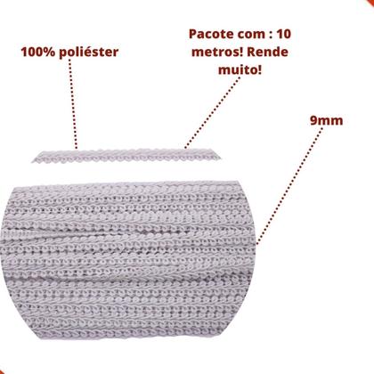 Imagem de Passamanaria trançado 9mm em poliester com 10 metros