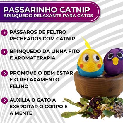 Imagem de Passarinho de Feltro Recheado com Catnip Brinquedo Relaxante para Gatos - Animal Flower