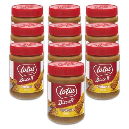 Imagem de Pasta Belga Biscoito Lotus Biscoff Crunchy Kit 10 Potes 400G