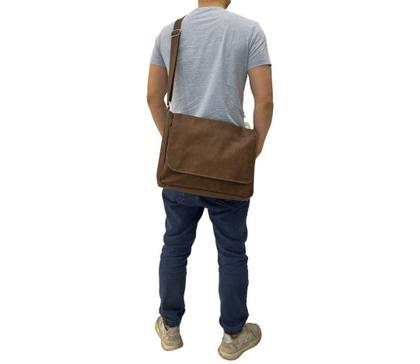 Imagem de Pasta Bolsa Carteiro  Executiva Notebook Transversal Couro Reforçada