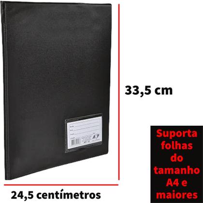 Imagem de Pasta Catálogo Ofício Preta ACP com 50 ou 100 Sacos Plásticos Para hinos de igreja, Empresas, Portifólios, Trabalhos Esc