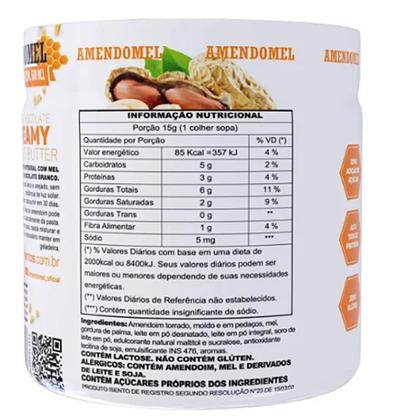 Imagem de Pasta de Amendoim Amendomel 1Kg - Chocolate Branco Crocante