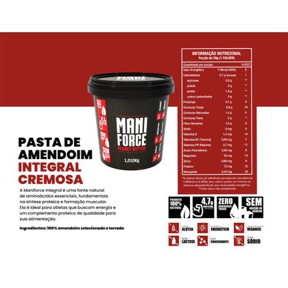 Imagem de Pasta De Amendoim Maniforce Integral 100% Amendoim - 1kg