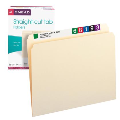 Imagem de Pasta de arquivo Smead Straight-Cut Tab tamanho carta 100/caixa