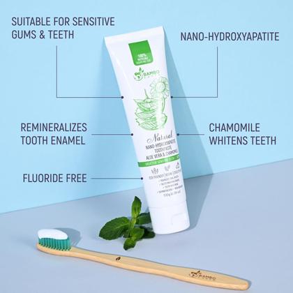 Imagem de Pasta de Dente BAMBOEARTH Natural com Nano Hidroxiapatita e Aloe Vera - Pacote com 4