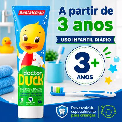 Imagem de Pasta de Dente Infantil Com Flúor 50g Doctor Duck Tutti Frutti Creme Gel Dental Dentalclean