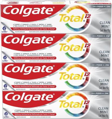 Imagem de Pasta De Dentes  Clean Mint Colgate Total 12 Creme Pacote 4