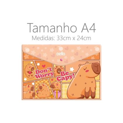 Imagem de Pasta Envelope A4 com botão Be Capy Laranja Capivara