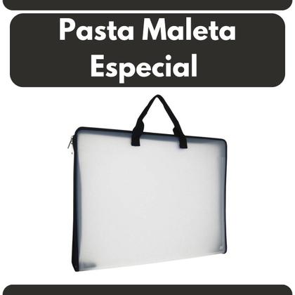 Imagem de Pasta Maleta Especial com Alça e Zíper Yes A3 com 10 Folhas Transparente Branco Arquivos e Documento