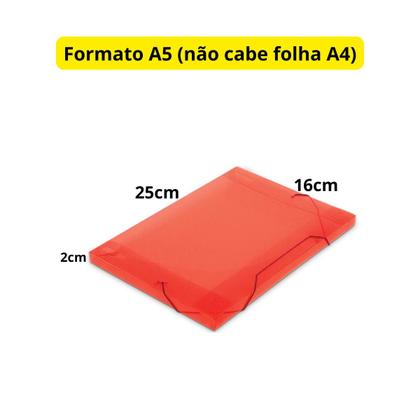 Imagem de Pasta Plástica com Elástico Pequena 25x16x2cm Vermelho ACP
