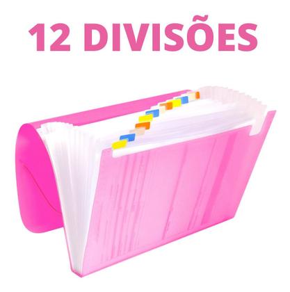 Imagem de Pasta Sanfonada A4 Com 12 Divisões Rosa Line Dac