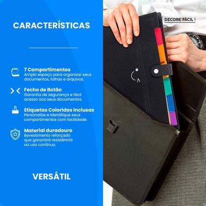 Imagem de Pasta Sanfonada A4 Organizadora Guardar Folhas E Documentos