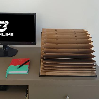 Imagem de Pasta Sanfonada Ofício Com 31 Divisórias A-Z Pasta Organizadora De Documentos Preta Dello