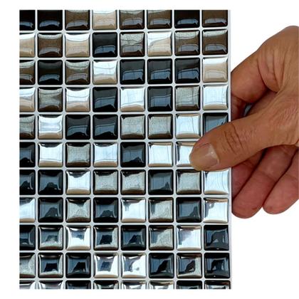 Imagem de Pastilha Adesiva Mini Cromada Branca, Cinza e Preta - Kit com 4 Placas 3M