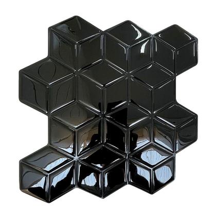 Imagem de Pastilha Adesiva Resinada Cubo Preto com Rejunte Preto - 1m²