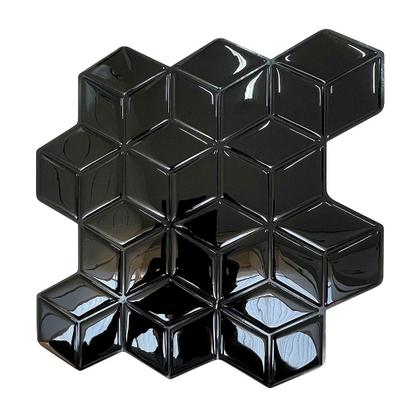 Imagem de Pastilha Adesiva Resinada Cubo Preto com Rejunte Preto - 1m²