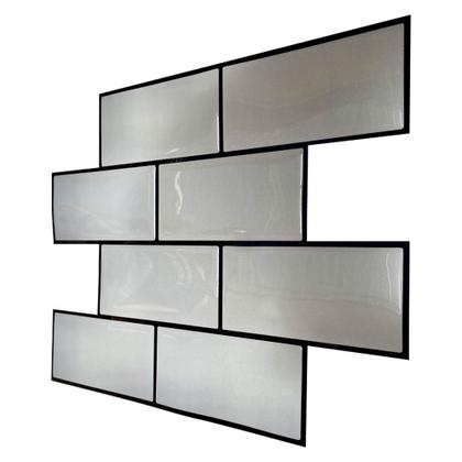 Imagem de Pastilha Adesiva Resinada Metrô Cinza com Rejunte Preto - 38,5cm x 29,5cm