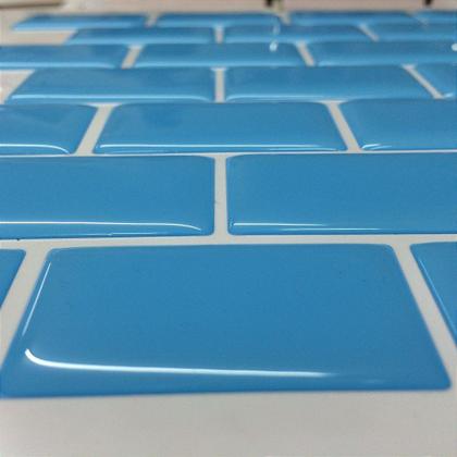 Imagem de Pastilha Adesiva Resinada Tijolinho Azul - Kit com 4 Placas de 3 M