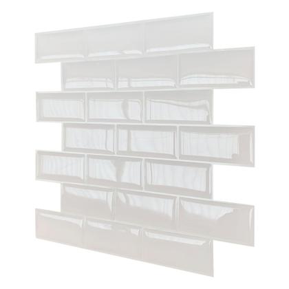 Imagem de Pastilha Adesiva Resinada Tijolinho Branco - Kit com 4 Placas Adesivas 3M