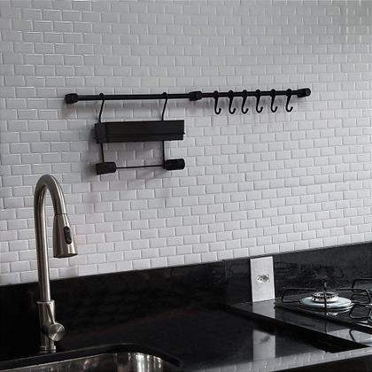 Imagem de Pastilha Adesiva Resinada Tijolinho Branco - Kit com 4 Placas Adesivas 3M